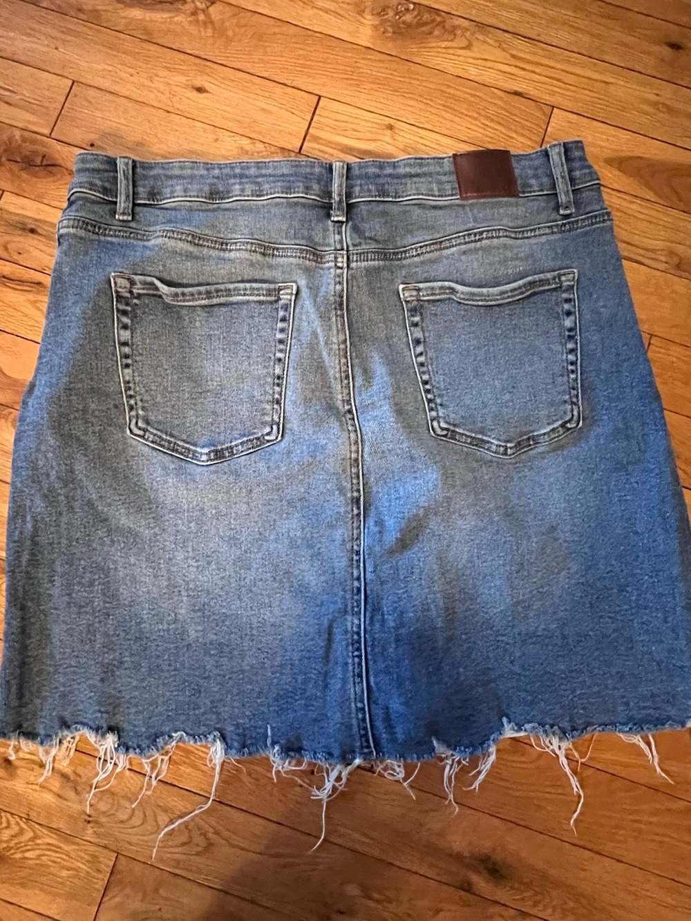 Maurices Blue Denim Frayed Hem Mini Skirt